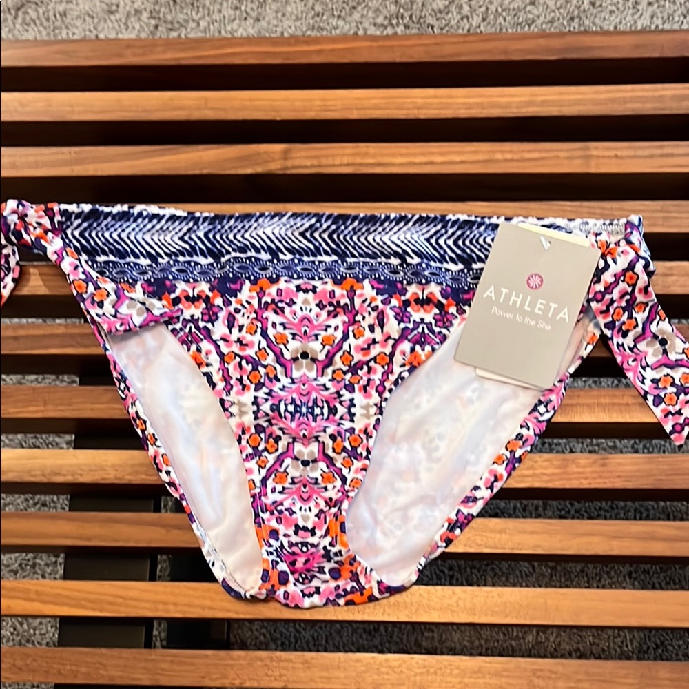 NWT Athleta Vibrant Multicolor Bikini Bottom Large